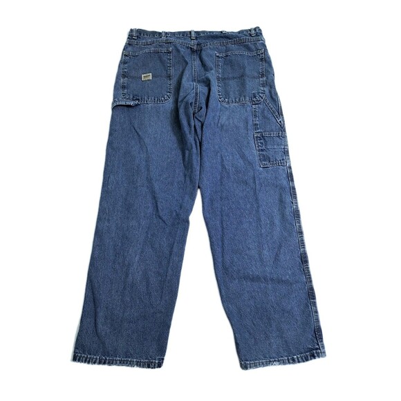 Wrangler Jeans Carpenter Men's 36x30 Blue Denim Pockets Pants Distressed - Picture 7 of 10